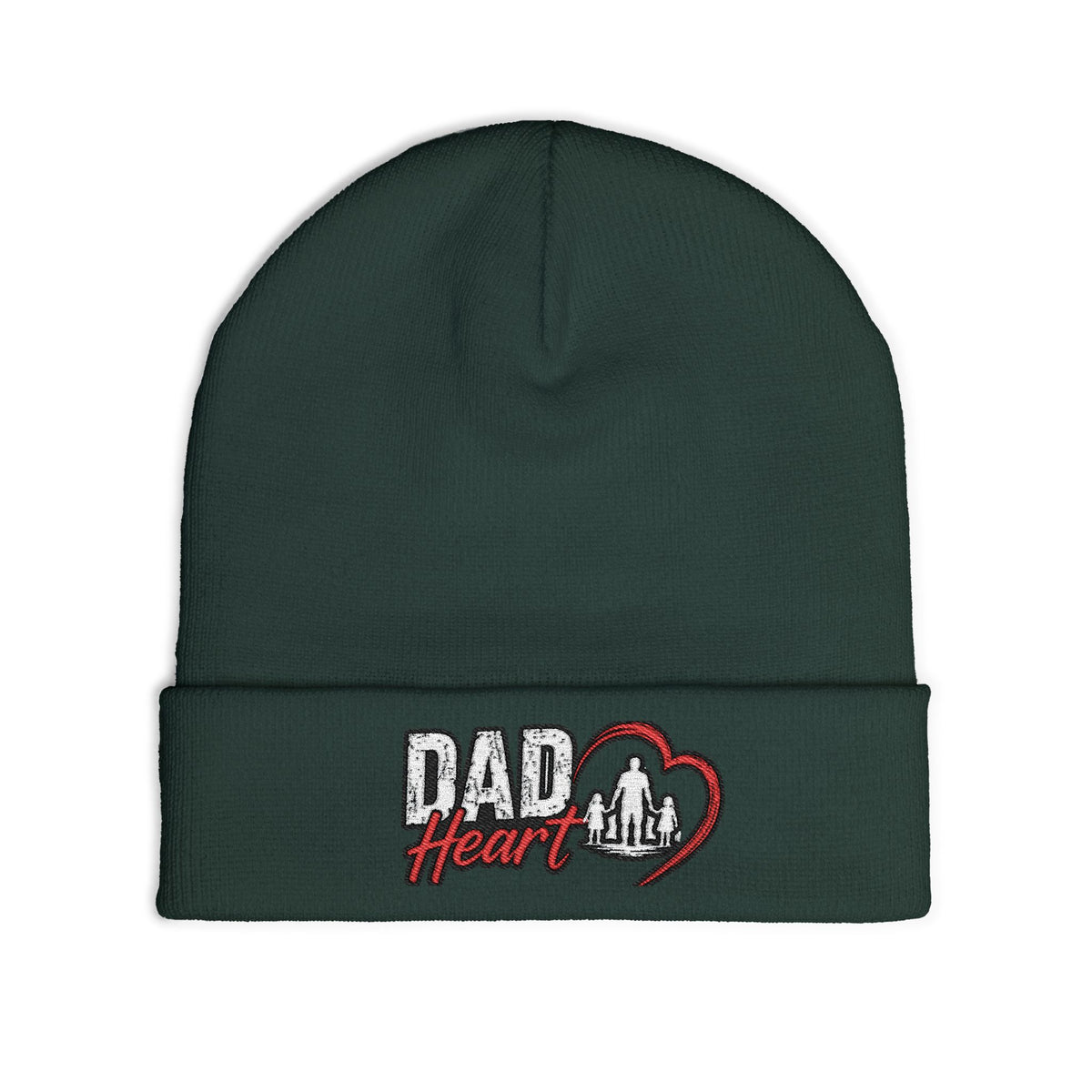 Dad Heart Embroidered Knit Beanie — Father’s Day Cozy Dad Hat