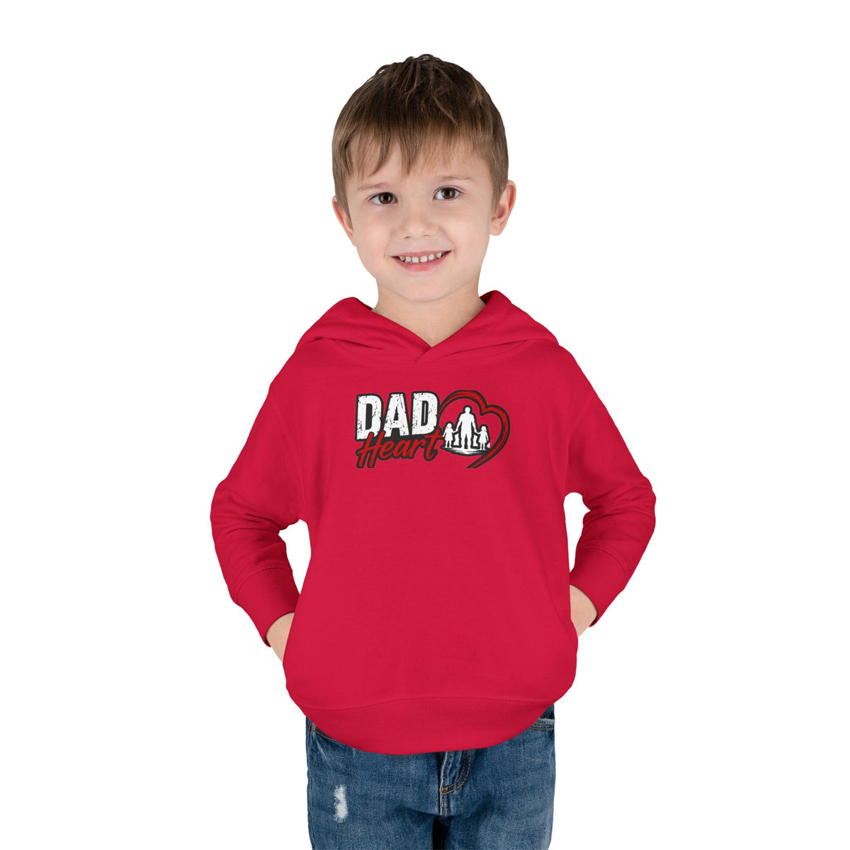 Toddler Hoodie — "Dad Heart" Superhero Bear Pullover