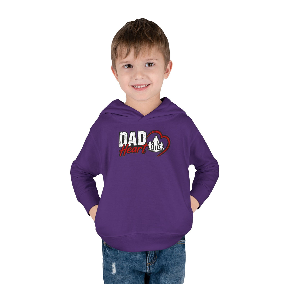 Toddler Hoodie — "Dad Heart" Superhero Bear Pullover