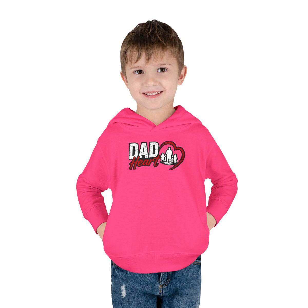 Toddler Hoodie — "Dad Heart" Superhero Bear Pullover