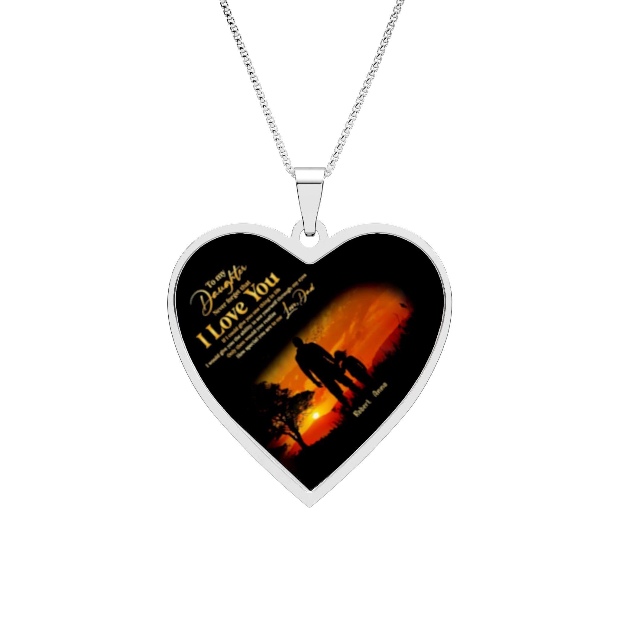 Heart Photo Pendant — Personalized Love Necklace with Sunset Couple Design