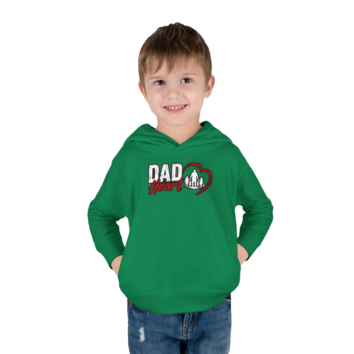 Toddler Hoodie — "Dad Heart" Superhero Bear Pullover
