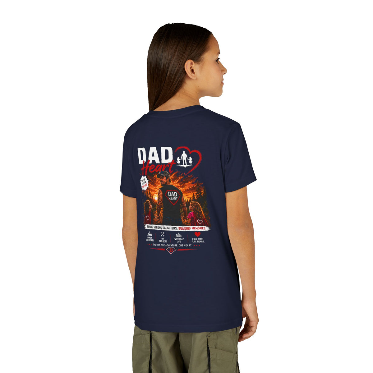 Youth Tee — “Dad Heart” Father & Kids Heart Graphic Shirt