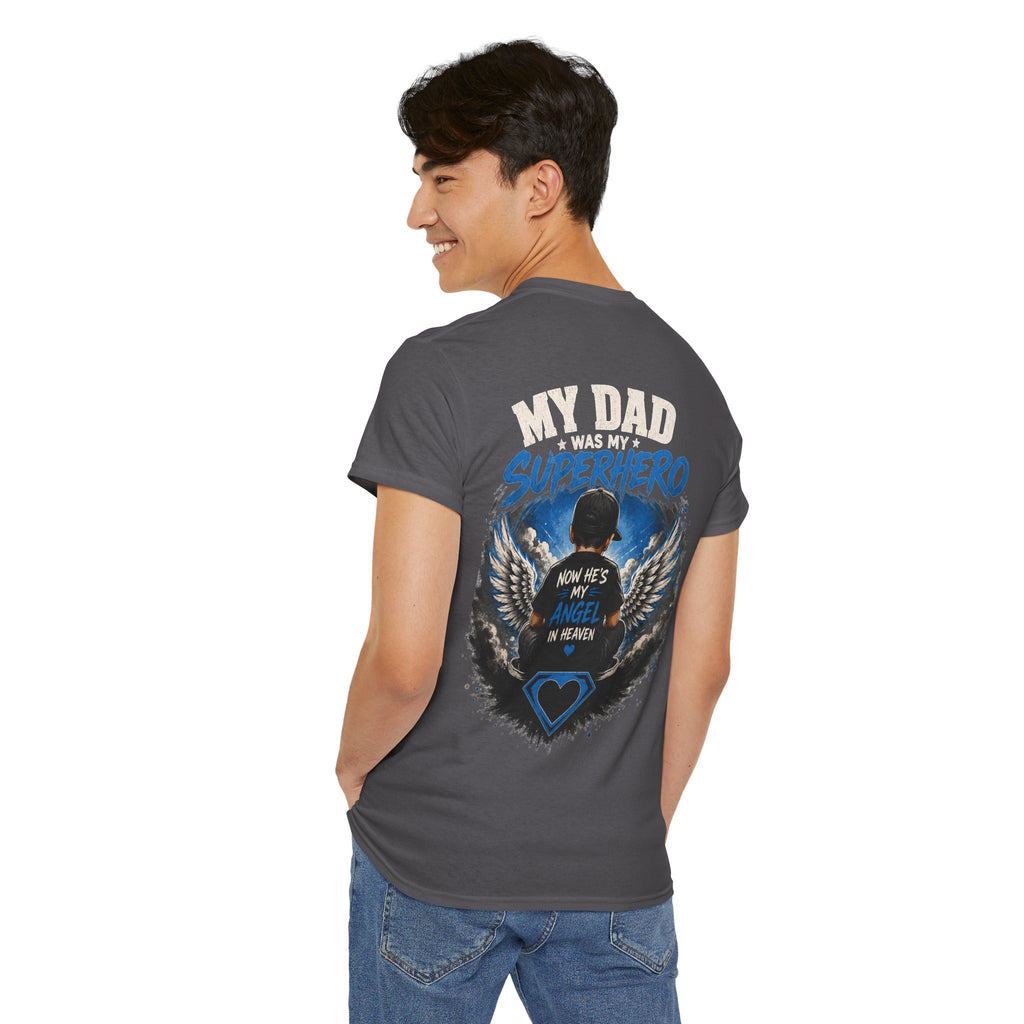 My Dad Superhero Tee — 'Now He’s My Angel in Heaven' Memorial T-Shirt