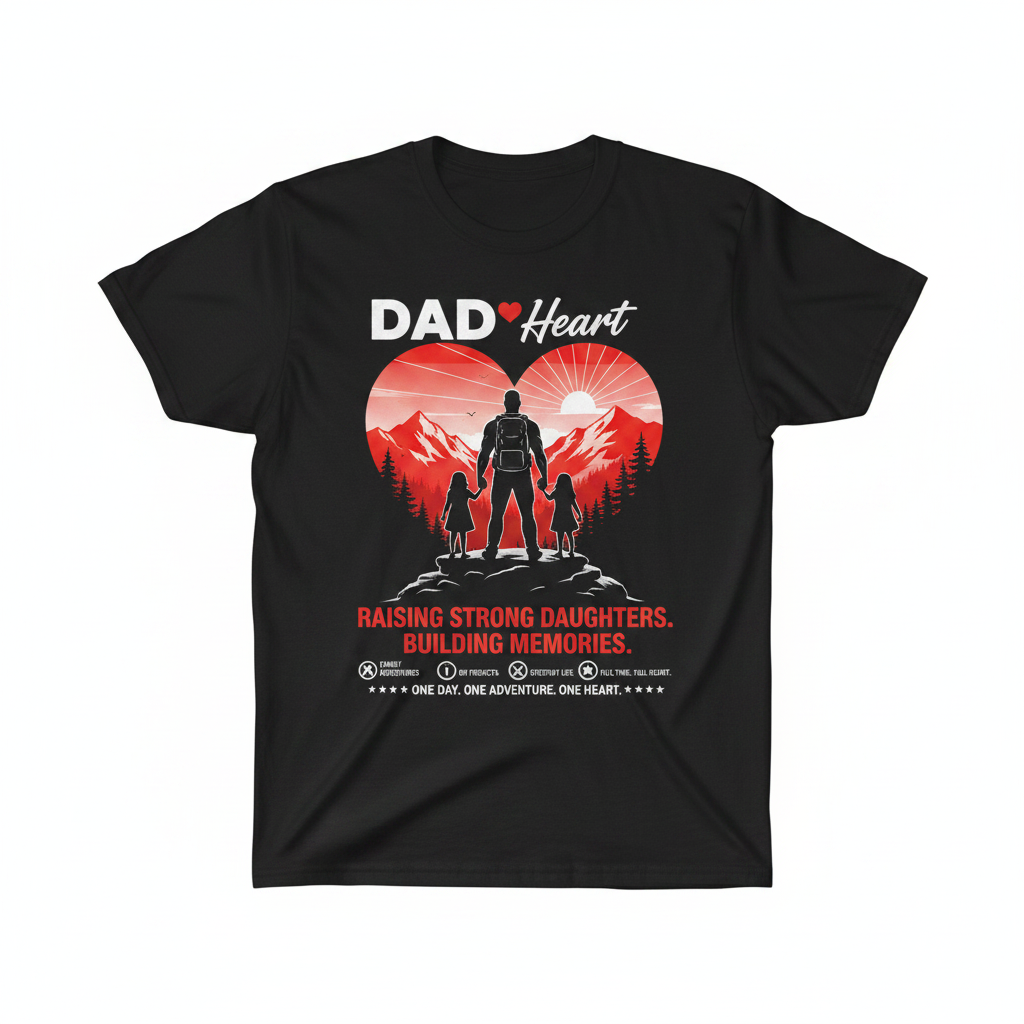Black t-shirt with Dad Heart graphic design