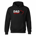 Black hoodie with small Dad Heart logo on left chest